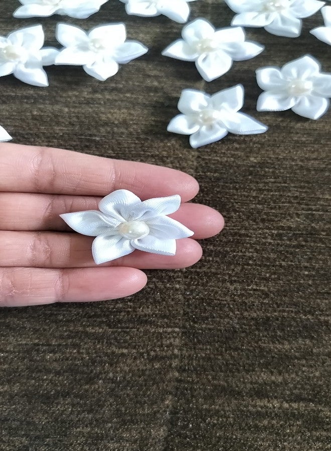 DaSync SYNC White Flowers Decoration Craft Patches for Clothes Artificial Blouse Hair Jewellery Imitation Dresses Dupatta Suit Sarees Gowns 25 Pieces Flower - Image 2